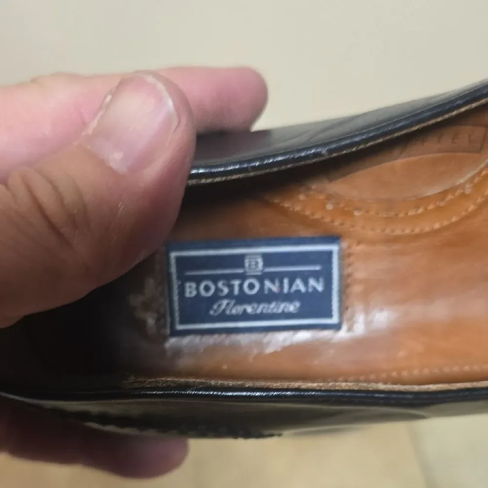 Bostonian Black Leather Loafers with Gold Accent